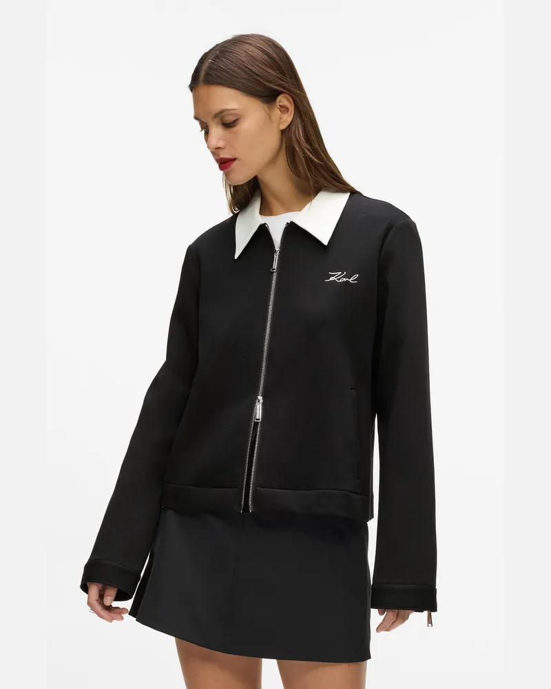 Karl Lagerfeld Karl Dna Sweatshirt Mit Reißverschluss, Damen, Weiss/schwarz, Größe Weiss