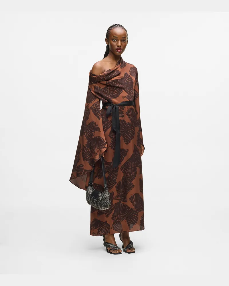 Karl Lagerfeld Kaftankleid Mit Fächerprint, Damen, Schwarzbraun, Größe Schwarzbraun