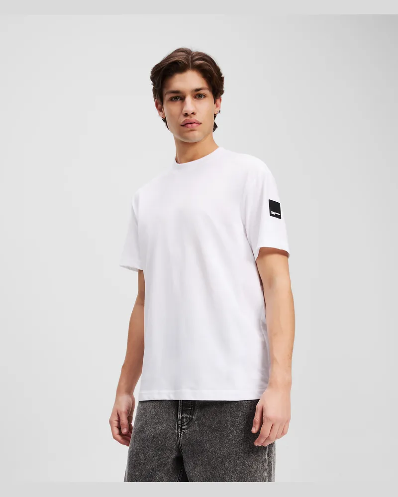 Karl Lagerfeld T-shirt Mit Logo-aufnäher, Mann, Weiss, Größe Weiss