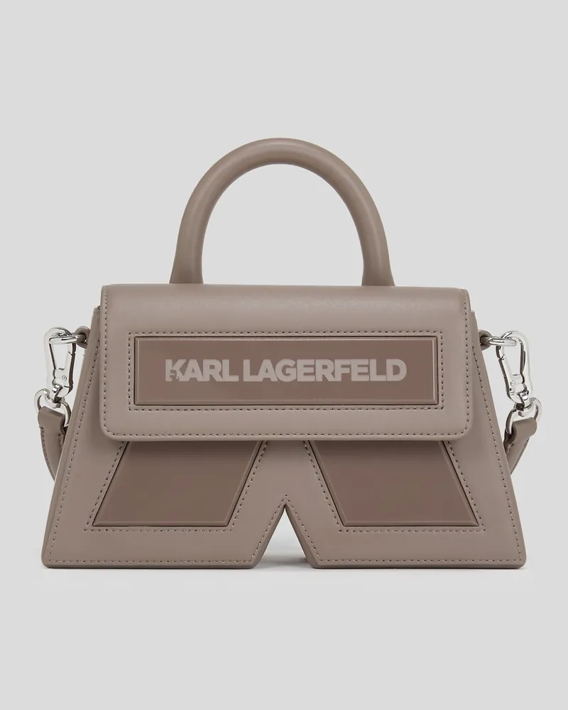 Karl Lagerfeld Ikon k Kleine Umhängetasche aus Leder, Frau, Aschgrau Aschgrau