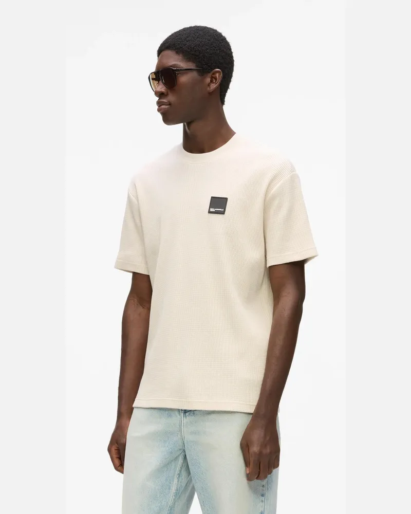 Karl Lagerfeld T-shirt Mit Waffel-struktur, Herren, Lorbeer-eiche, Größe Lorbeer-eiche