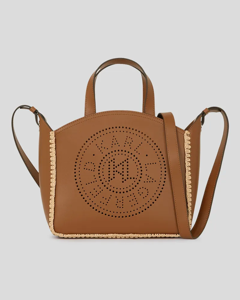 Karl Lagerfeld K/circle Kleine Tote-bag Mit Lochmuster, Damen, Naturbraun, Größe Naturbraun