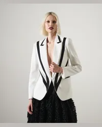 Karl Lagerfeld Karl studio Blazer mit Kontrastfarbenen Einsätzen, Frau, Weiss/schwarz Weiss