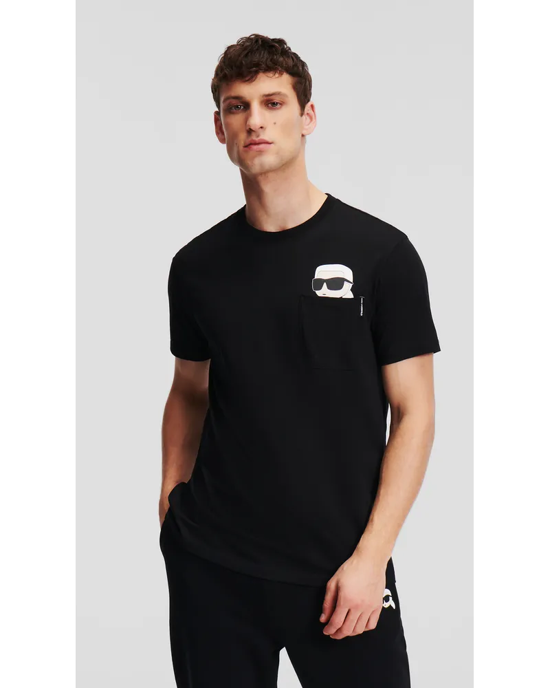 Karl Lagerfeld K/ikonik t-shirt mit Tasche, Mann, Schwarz Schwarz