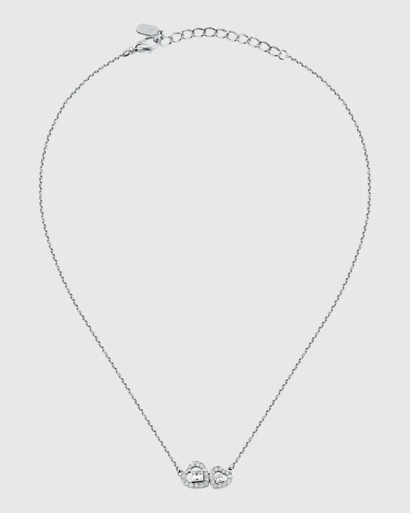Karl Lagerfeld Doppeltes Herz Silberkette, Female, Silver, Size Silver