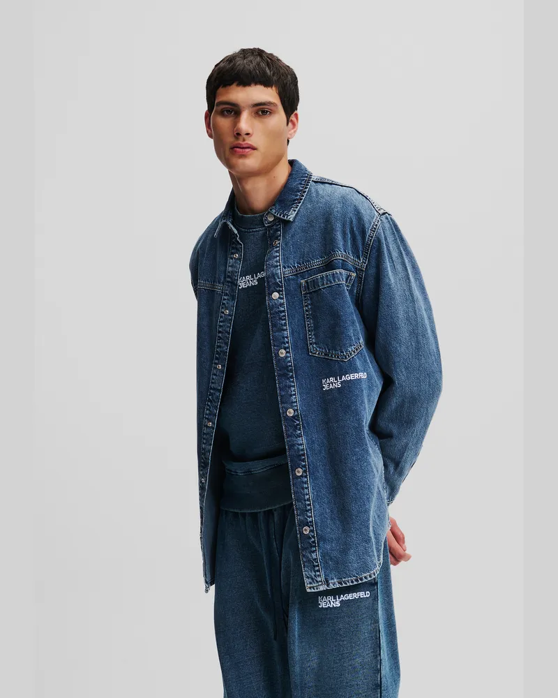 Karl Lagerfeld Jeanshemd, Mann, Acid Washed Dunkelblau, Größe Acid