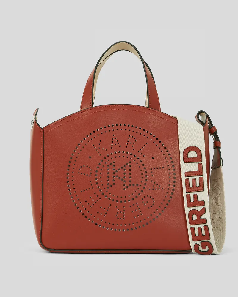 Karl Lagerfeld K/circle Kleine Tote-bag Mit Lochmuster, Frau, Rot Ziegel, Größe Rot