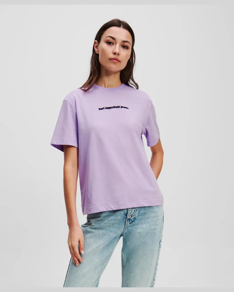 Karl Lagerfeld T-shirt Mit Verschwommenem Logo, Frau, Lavendula, Größe Lavendula