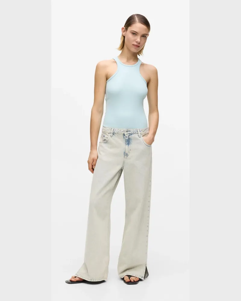 Karl Lagerfeld Jeans Mit Mittelhohem Bund, Entspannter Passform Und Geteiltem Saum, Damen, Sanft Getöntes Blau, Größe: 3232 Sanft