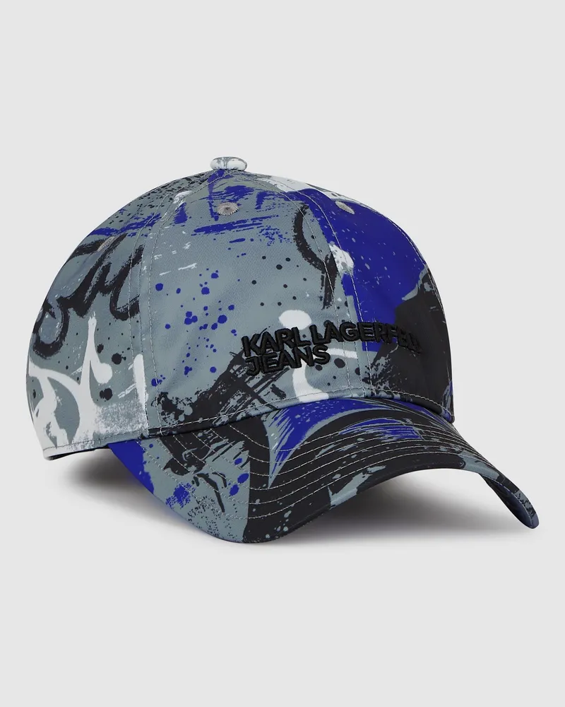 Karl Lagerfeld Kappe Mit Graffiti-print, Herren, Malerdruck Blau All Over Print, Größe Malerdruck