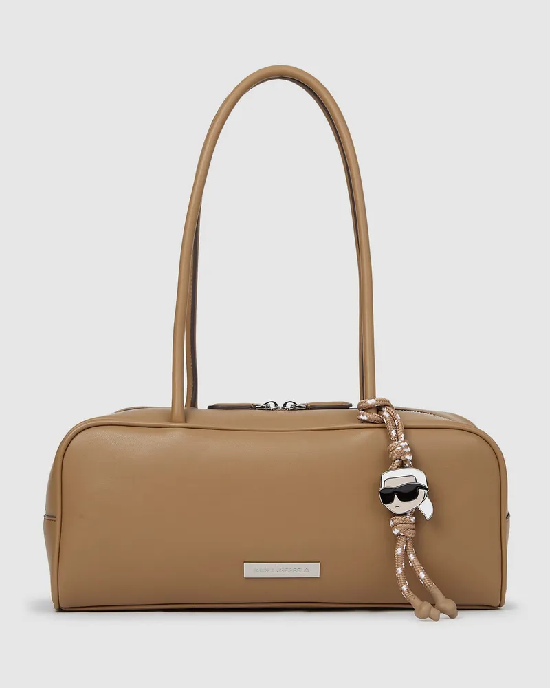 Karl Lagerfeld Ikon Glatte Rechteckige Tasche, Damen, Pilzbraun, Größe Pilzbraun