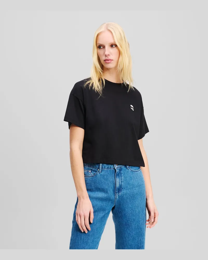 Karl Lagerfeld Ikon t-shirt Aus Mischgewebe, Frau, Schwarz, Größe Schwarz