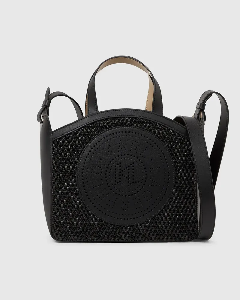Karl Lagerfeld K/circle Kleine Tote Bag Mit Netzstoff, Damen, Schwarz, Größe Schwarz