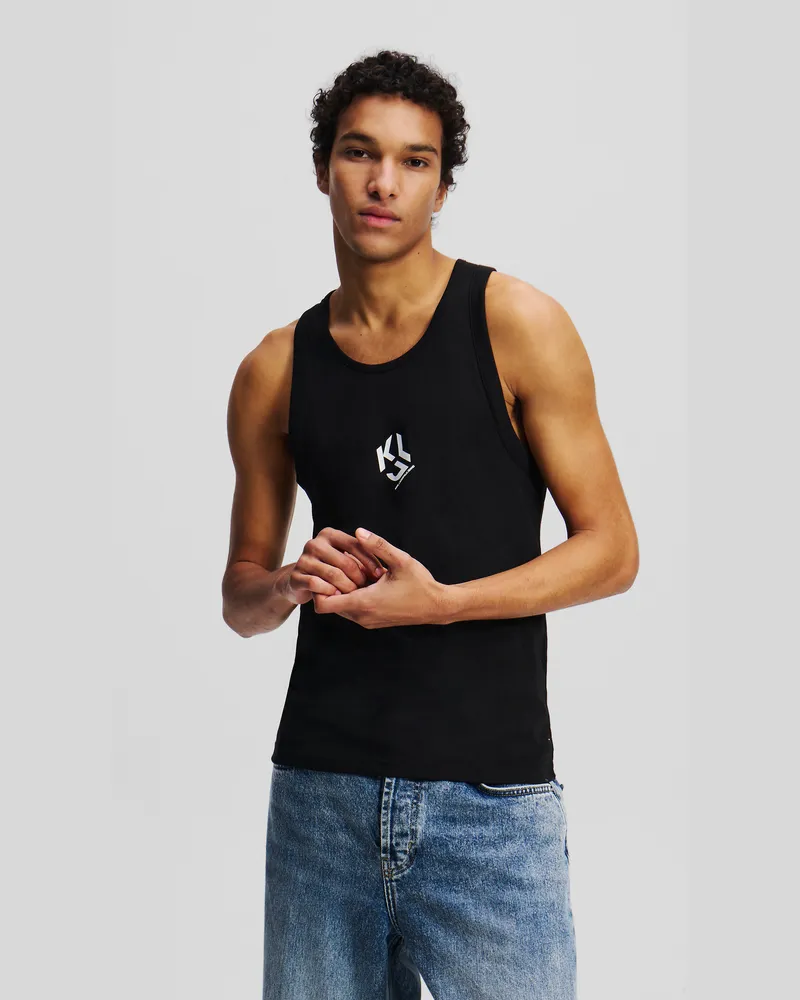 Karl Lagerfeld Monogram Tanktop, Mann, Schwarz, Größe Schwarz