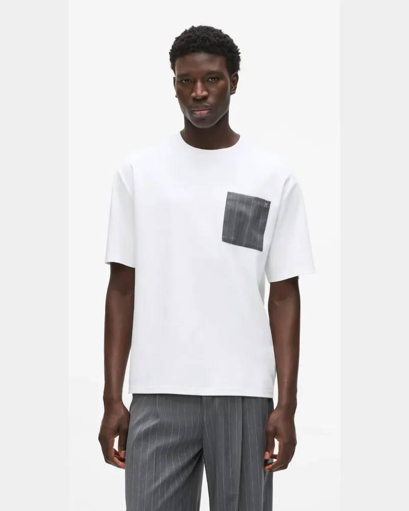 Karl Lagerfeld T-shirt Mit Nadelstreifentasche, Herren, Weiss, Größe Weiss
