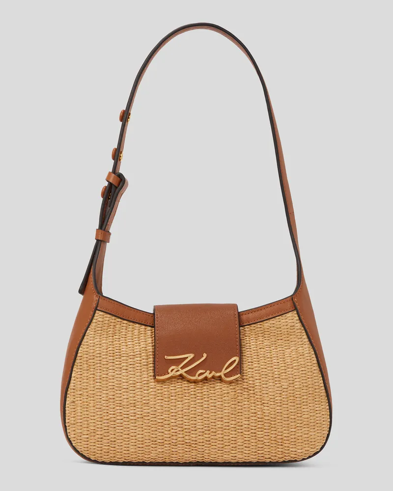 Karl Lagerfeld K/signature Kleine Schultertasche Aus Bast, Frau, Naturbraun, Größe Naturbraun