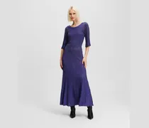Plissiertes Strickkleid Aus Metallic, Frau, Tiefes Violett, Größe