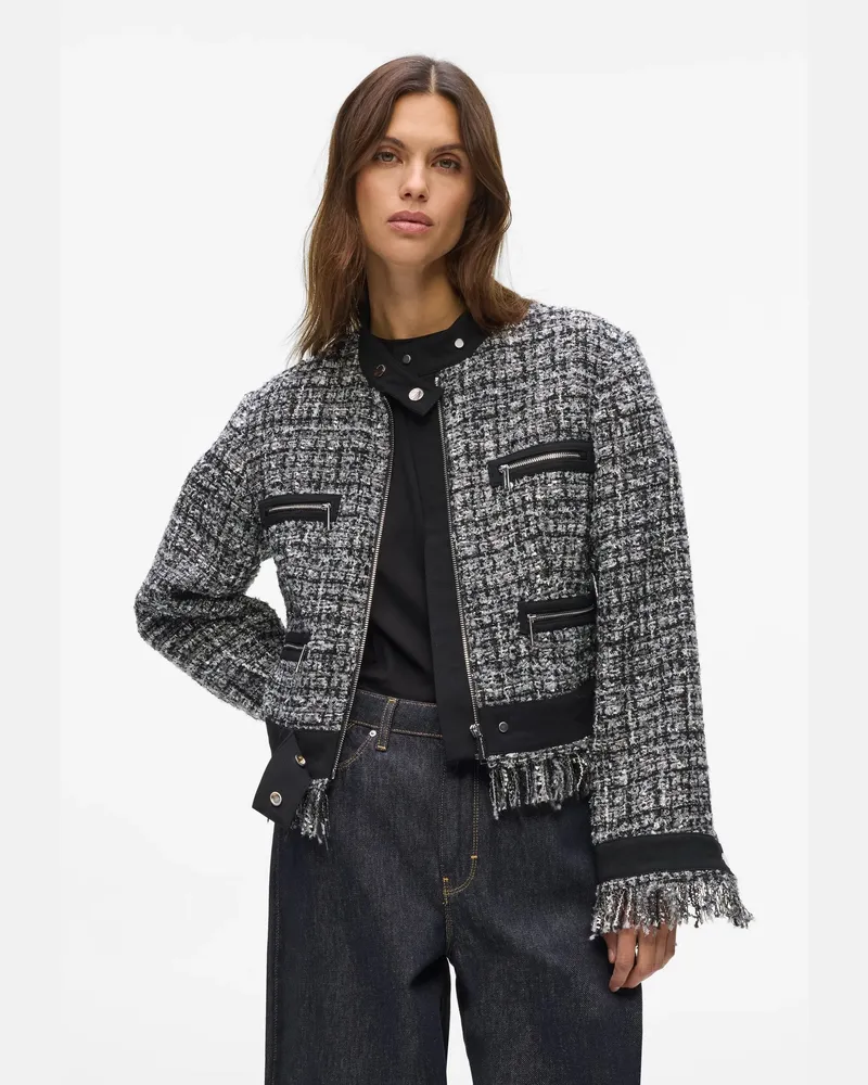 Karl Lagerfeld Bikerjacke Aus Bouclé-stoff, Female, Schwarz, Size Black