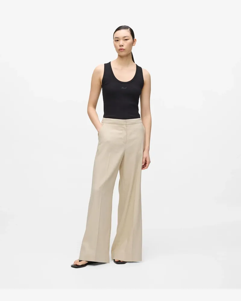 Karl Lagerfeld Hose Aus Leinenmischgewebe, Damen, Sauberes Schwarz, Größe Sauberes