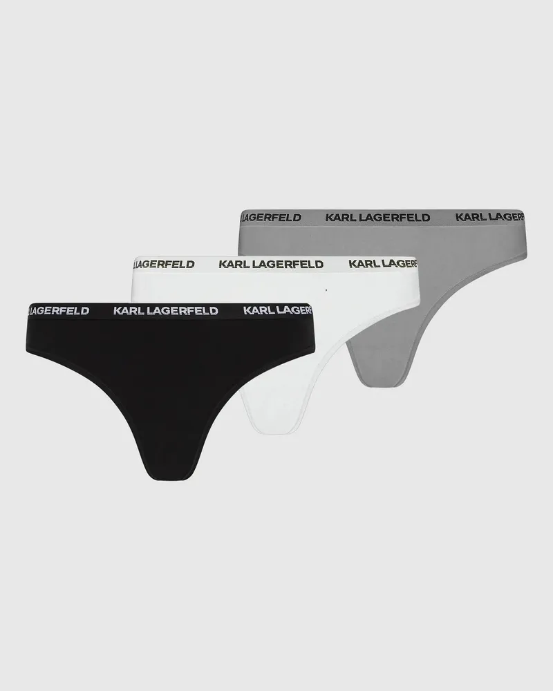 Karl Lagerfeld Tanga Mit Logo – 3er-set, Damen, Schwarz/weiss/grau, Größe Schwarz