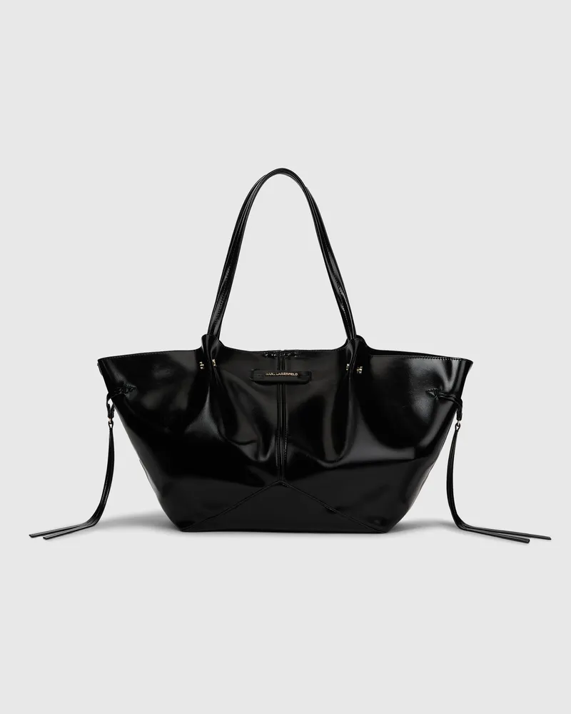 Karl Lagerfeld Mittelgroße Exklusive K/pierced Glänzende Tote Bag, Female, Schwarz/gold, Size Black