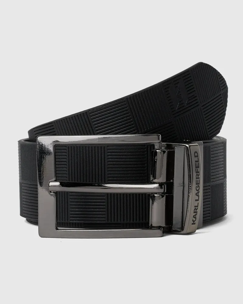 Karl Lagerfeld Wendbarer Gürtel Mit Schachbrettmuster, Male, Schwarz, Size Black