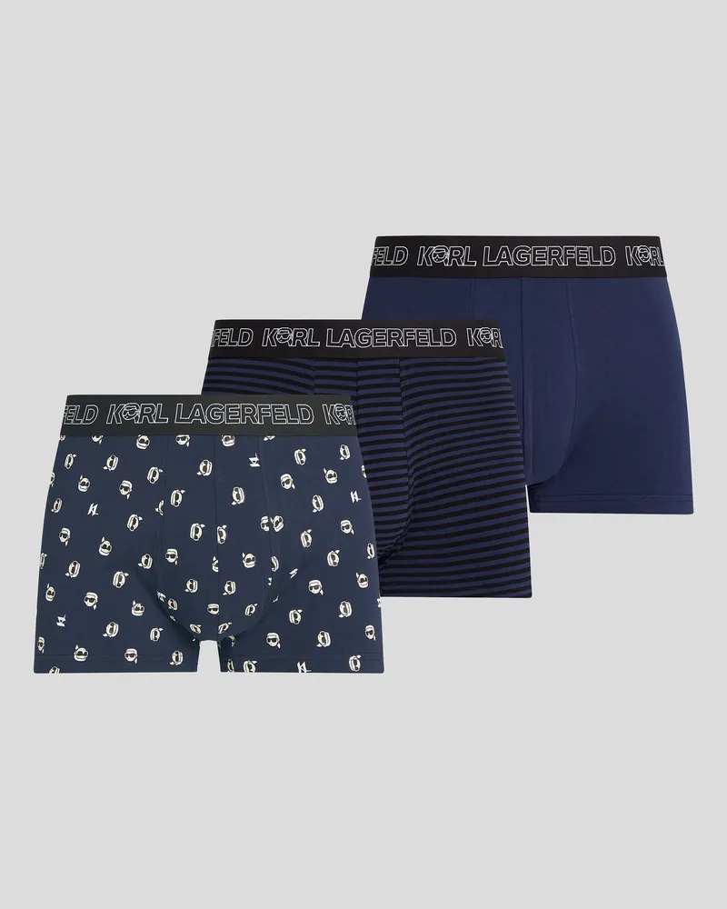 Karl Lagerfeld Ikon boxershorts – 3er-set, Mann, Ikon All-Over-Streifendruck Schwarz-Iris, Größe Ikon
