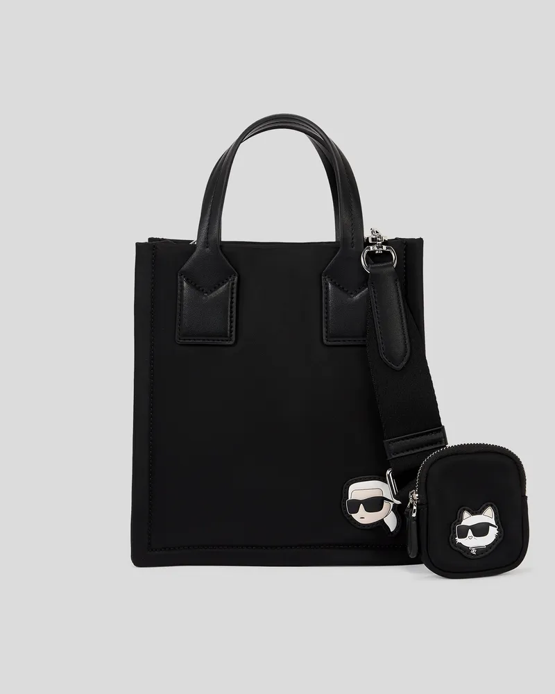 Karl Lagerfeld Ikon kleine Quadratische Tote-bag Aus Nylon, Frau, Schwarz, Größe Schwarz