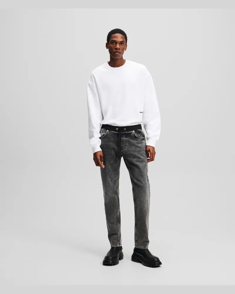 Karl Lagerfeld Nach Unten Eng Zulaufende Jeans Aus Materialmix, Mann, Visuelles Grau, Größe Visuelles