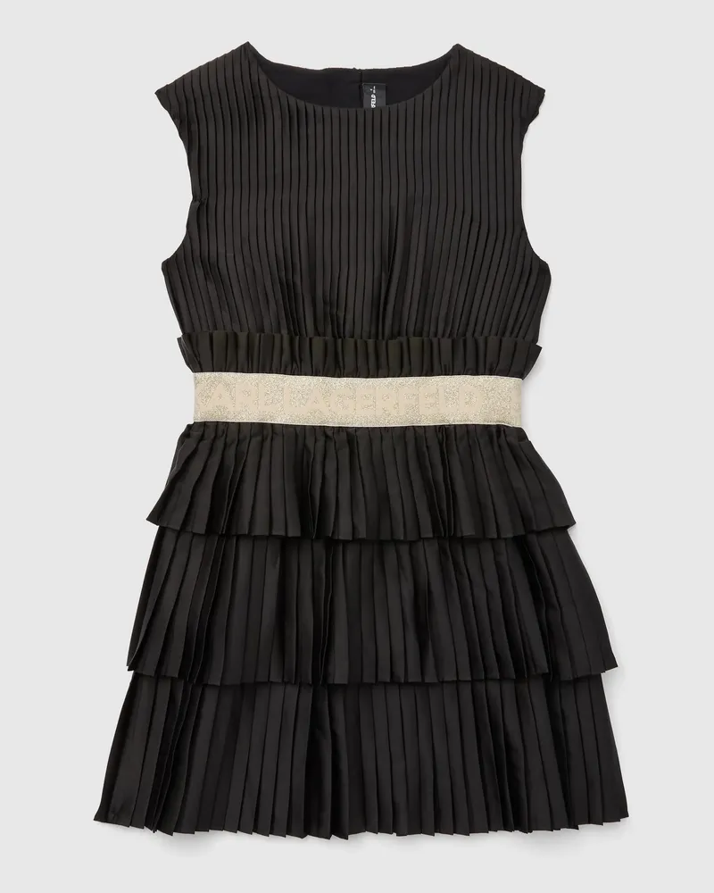 Karl Lagerfeld Faltenkleid Für Mädchen, Schwarz/gold, Größe Schwarz