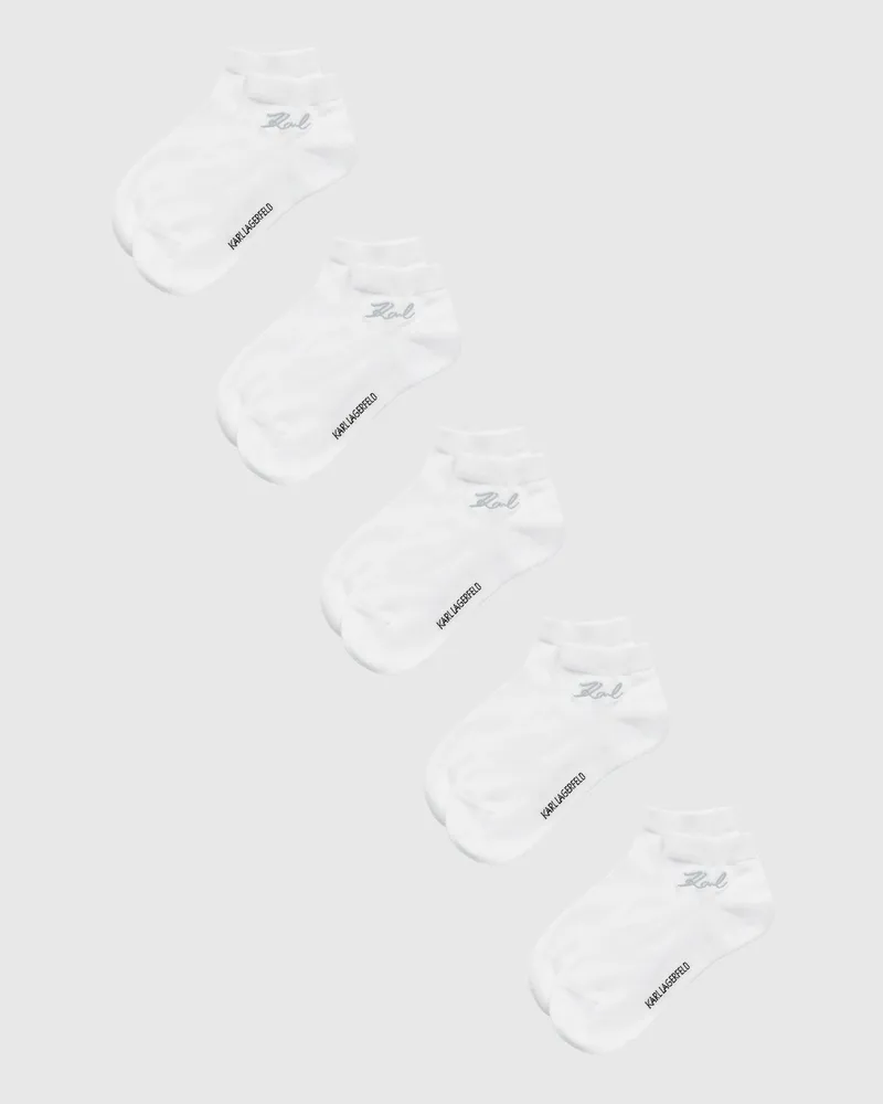 Karl Lagerfeld Signature- Kurze Socken – 5er-pack, Female, Weiss, Size White
