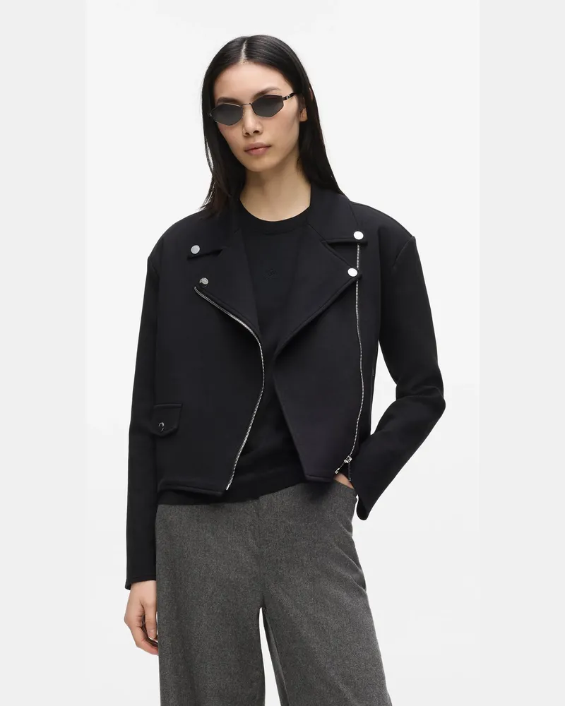 Karl Lagerfeld Biker-sweatshirt Mit Reißverschluss, Damen, Schwarz, Größe Schwarz