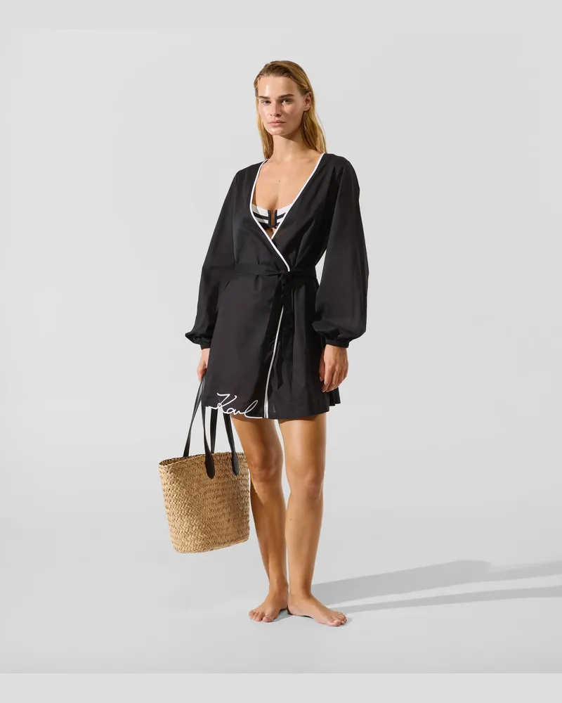 Karl Lagerfeld Signature Mini-strandkleid, Female, Schwarz, Size Black