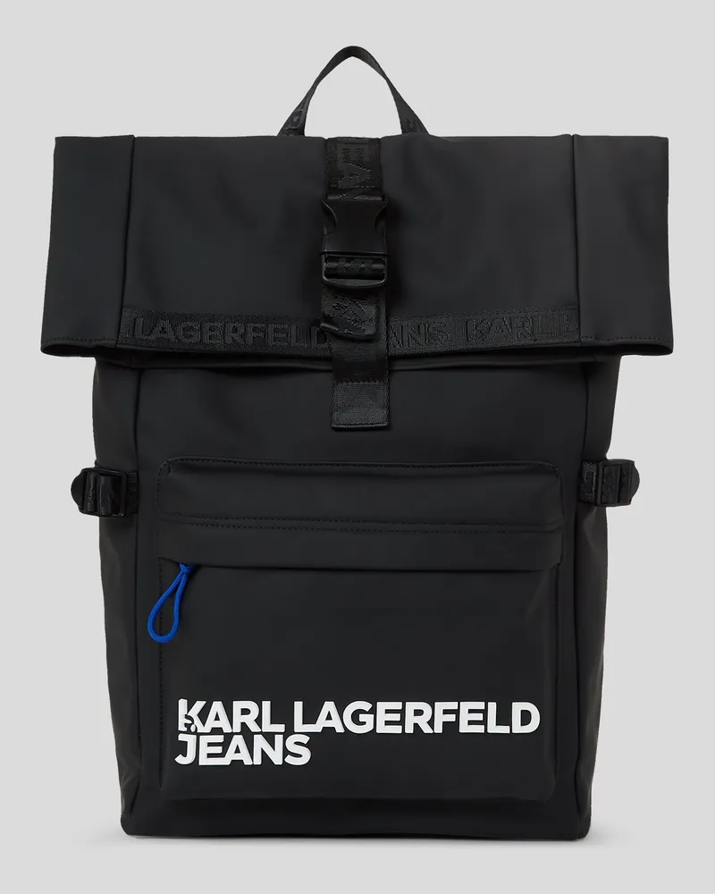 Karl Lagerfeld Klj utility Roll-top-rucksack mit Beschichtung, Mann, Schwarz Schwarz