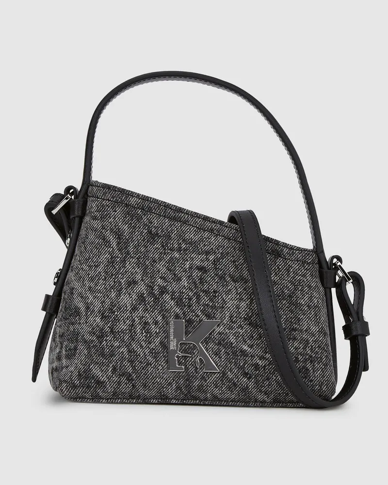 Karl Lagerfeld Geo Mini-umhängetasche Aus Denim, Damen, Gewaschenes Schwarz, Größe Gewaschenes
