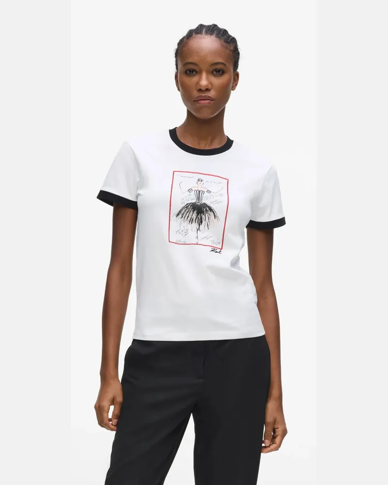 Karl Lagerfeld Le Ballet Slim-fit-t-shirt, Damen, Weiss, Größe Weiss