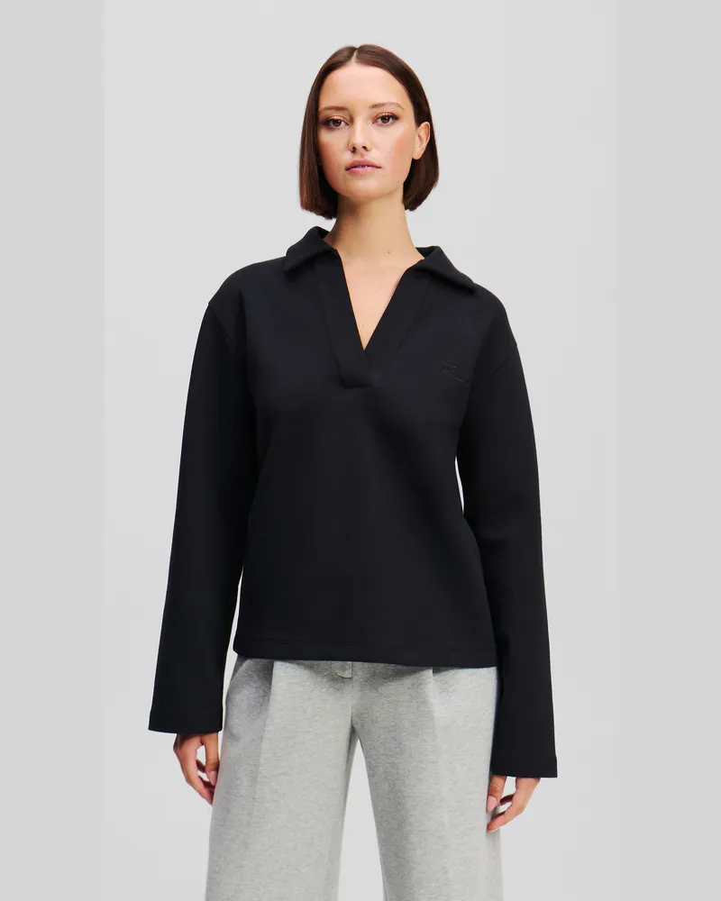 Karl Lagerfeld Sweatshirt Mit V-ausschnitt, Frau, Schwarz, Größe Schwarz