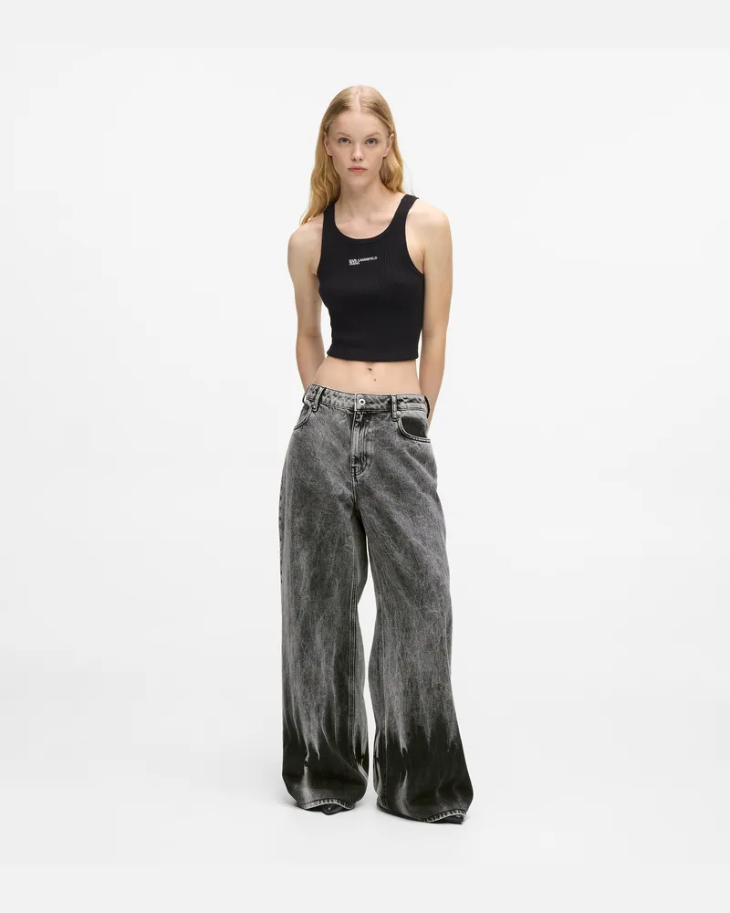 Karl Lagerfeld Gebleichte Jeans Mit Niedrigem Bund Und Weit Geschnittenem Bein, Damen, Gebleichtes Denim, Größe Gebleichtes