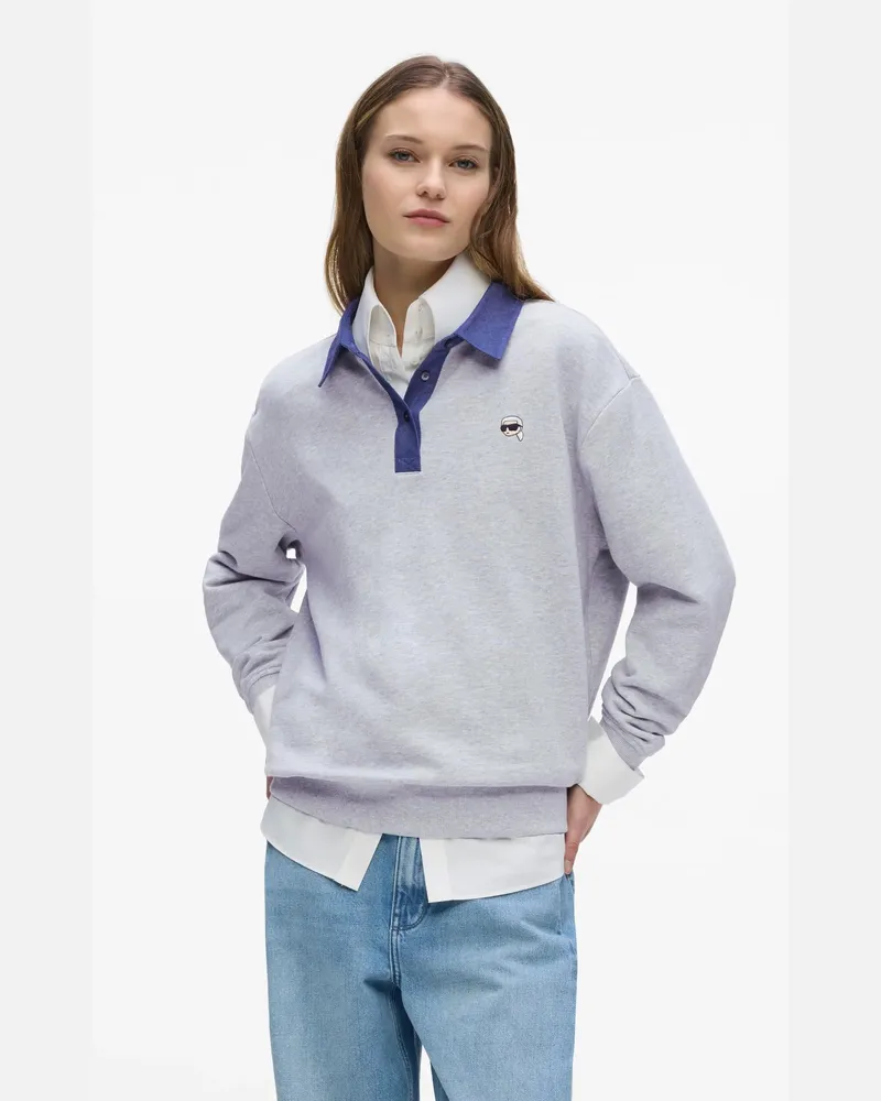 Karl Lagerfeld Ikon Denim Detail-sweatshirt, Damen, Hellgrau Mel, Größe Hellgrau
