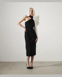 Karl Lagerfeld Karl studio Asymmetrisches Midikleid, Frau, Schwarz/weiss Schwarz