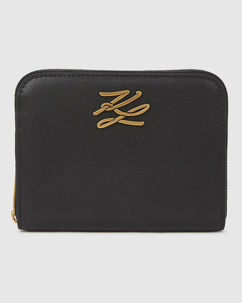 Karl Lagerfeld K/autograph Mittelgroße Reißverschlusstasche, Damen, Schwarz/gold, Größe Schwarz