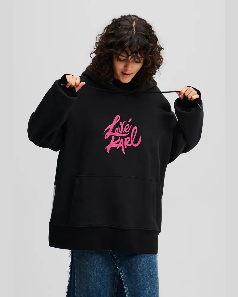 Karl Lagerfeld Klj x atelier reservé Kapuzenpullover, Frau, Gewaschenes Schwarz, Größe Gewaschenes