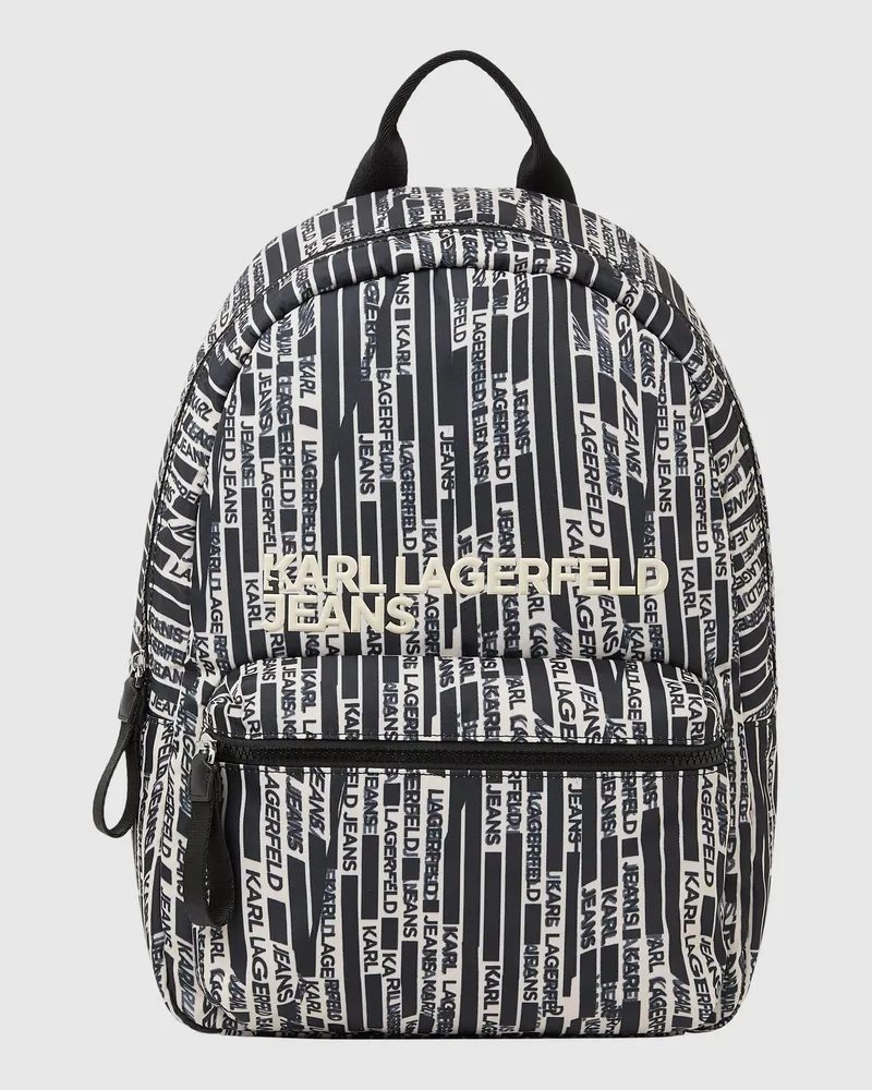 Karl Lagerfeld Rucksack Aus Nylon Mit Linearem Logo, Herren, Lineares Logo Im Allover-print, Größe Lineares
