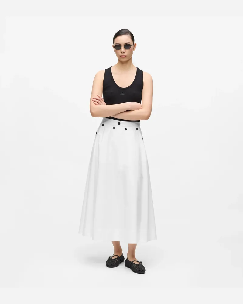 Karl Lagerfeld A-linien-rock Mit Zierknöpfen, Damen, Weiss, Größe Weiss