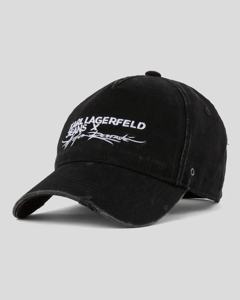 Karl Lagerfeld Klj x atelier reservé-kappe Aus Gewaschenem Denim, Frau, Gewaschenes Schwarz, Größe Gewaschenes