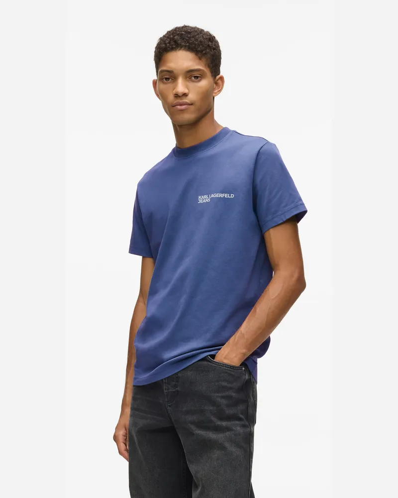 Karl Lagerfeld Schmal Geschnittenes T-shirt, Herren, Gewaschene Bundesblau, Größe Gewaschene