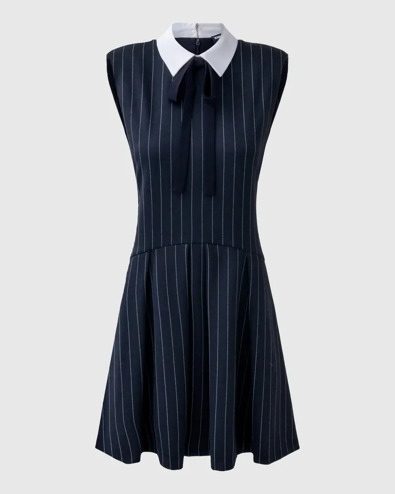 Karl Lagerfeld Nadelstreifen Gestricktes Ärmelloses Kleid, Damen, Schwarz/weiss/schwarz, Größe Schwarz