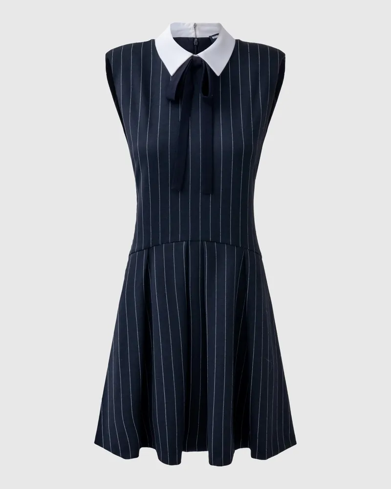 Karl Lagerfeld Nadelstreifen Gestricktes Ärmelloses Kleid, Damen, Schwarz/weiss/schwarz, Größe Schwarz
