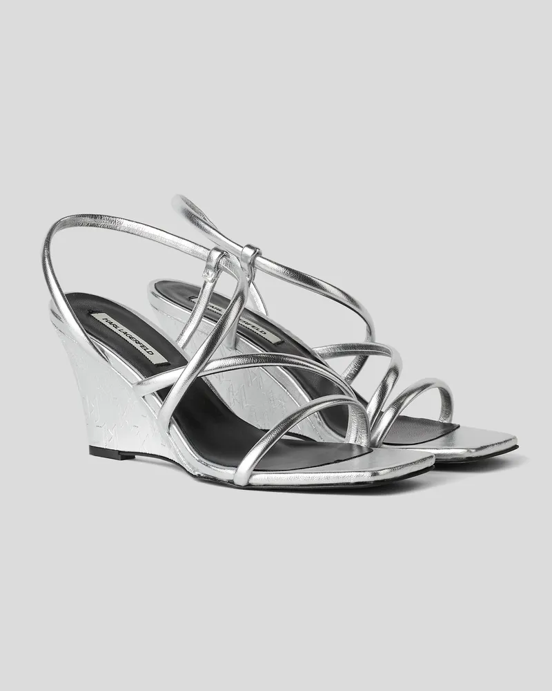 Karl Lagerfeld Rialto Riemchen-sandale Mit Absatz, Frau, Silver, Größe Silver