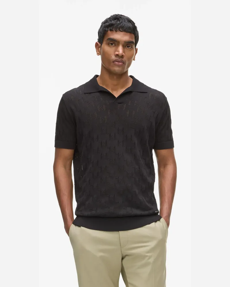 Karl Lagerfeld Poloshirt Mit Monogramm, Herren, Schwarz, Größe Schwarz